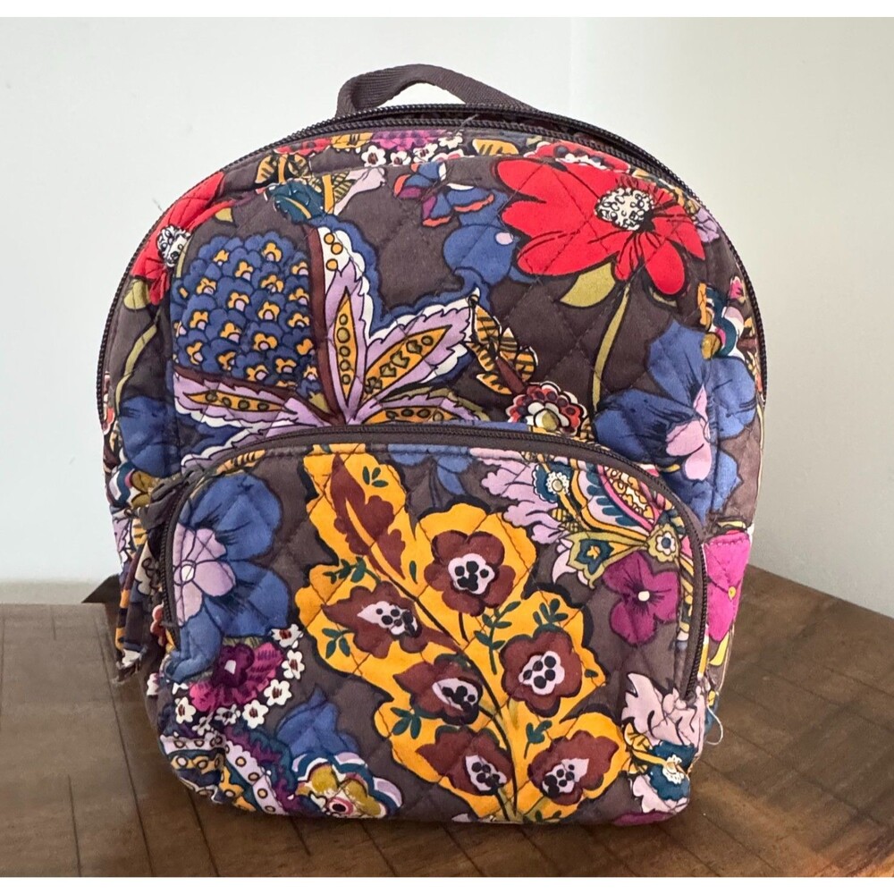 Vera Bradley Mini Backpack Floral Print Quilted Cotton Bookbag Travel Bag - Picture 1 of 9